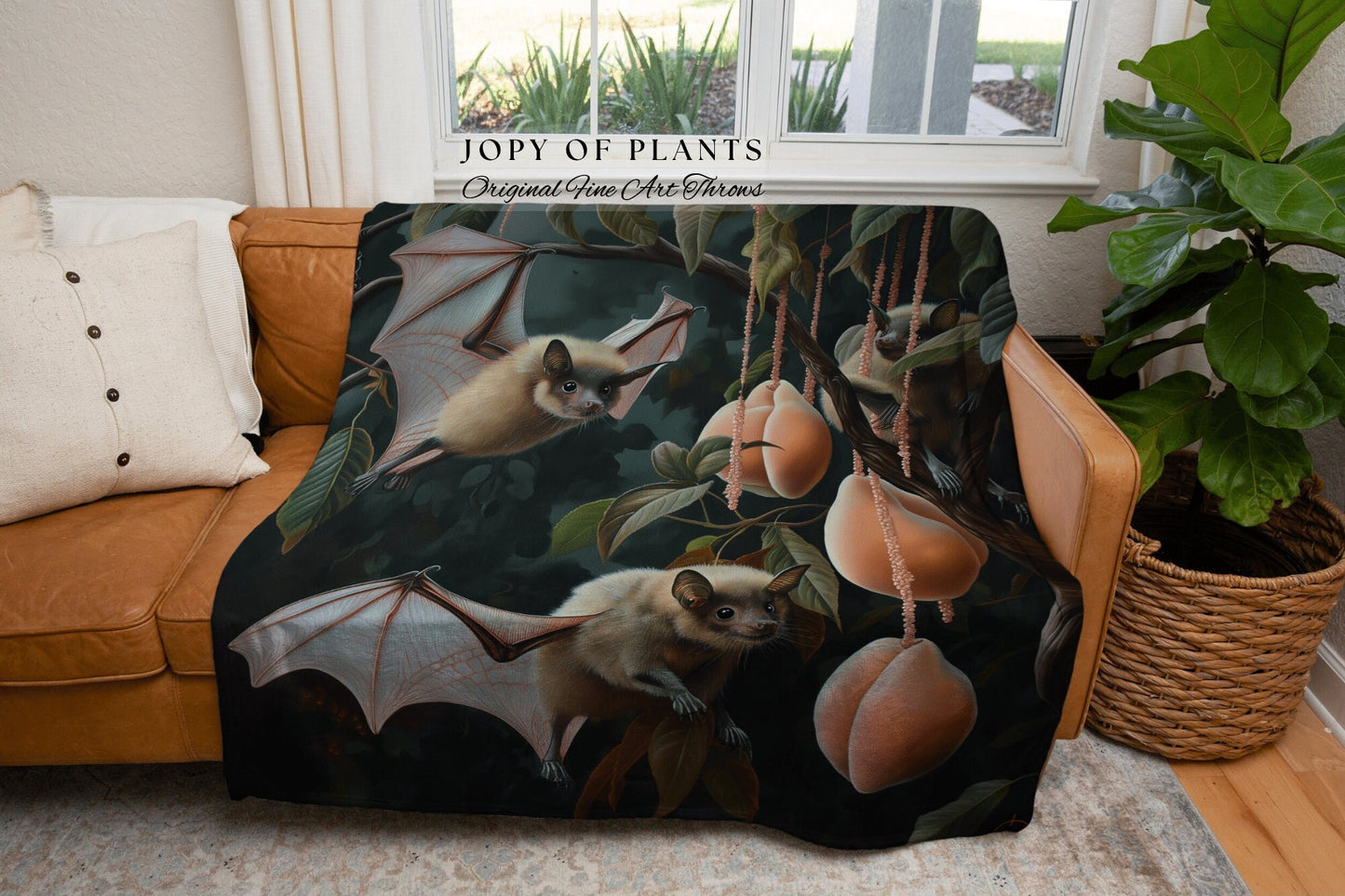 Moody Grunge Bat Blanket Woven | Mystical Aesthetic Goth Fairy Grunge Bedroom Decor Pink Tapestry Woven Throw Blanket Whimsigoth Fruit Bat |