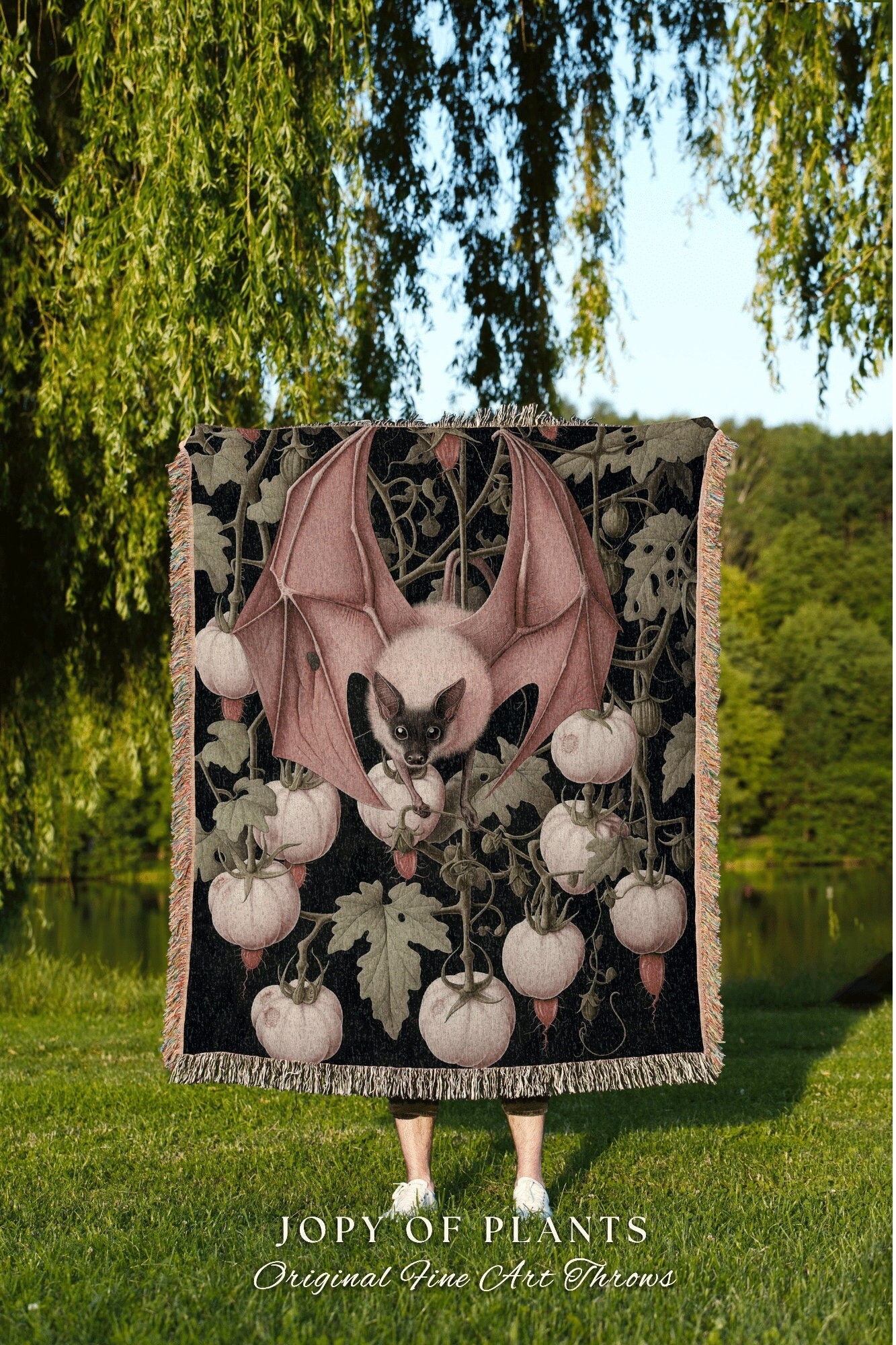 Medieval Aesthetic Pink Bat Throw | Pastel Goth Fairy Grunge Bedroom Decor Pink Tapestry Woven Throw Blanket Whimsigoth Bat Wall Tapestry