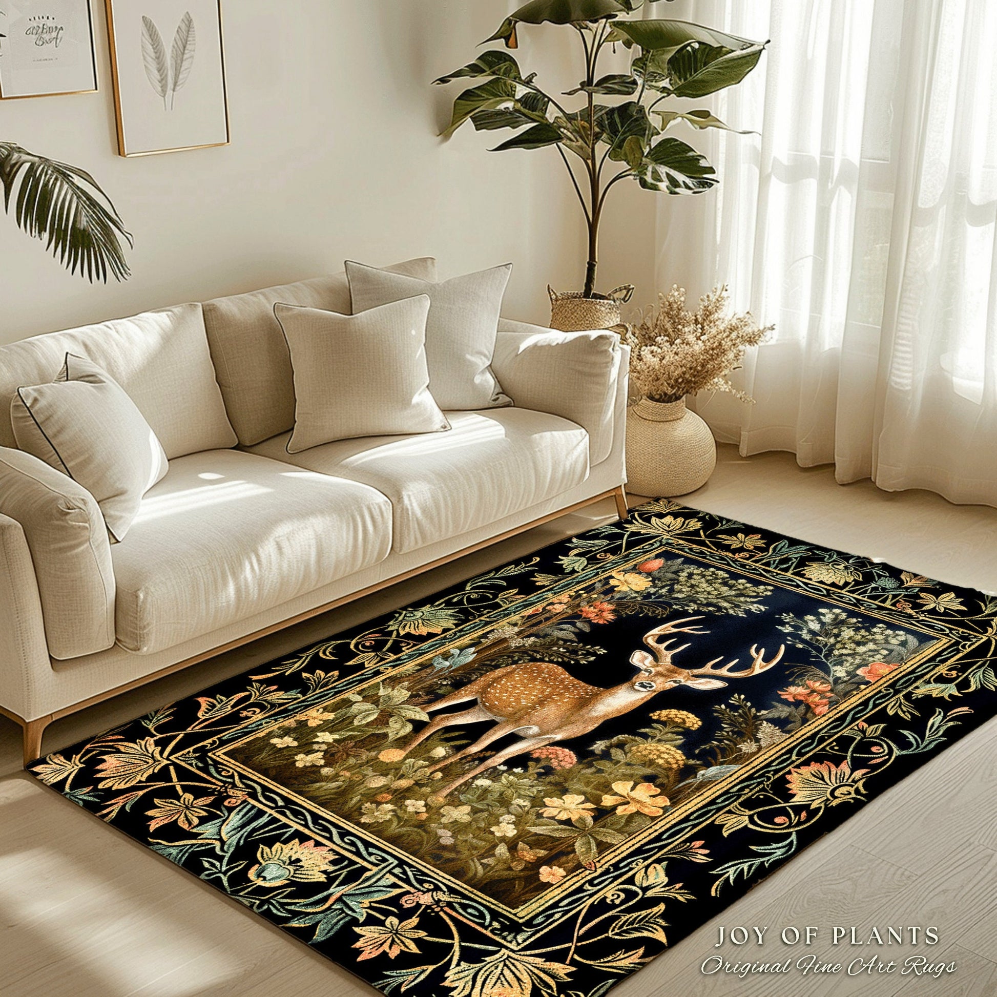 Mystic Nature Area Rug | Ethereal Bedroom Decor William Morris Inspired Cottagecore Room Light Academia Style Rug Mystical Home Accent