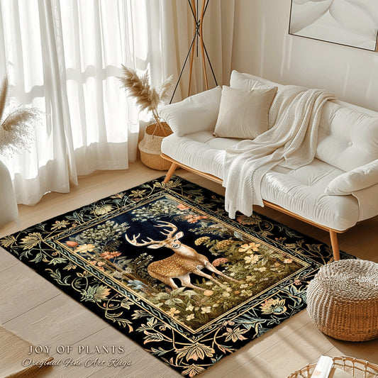 Mystic Nature Area Rug | Ethereal Bedroom Decor William Morris Inspired Cottagecore Room Light Academia Style Rug Mystical Home Accent