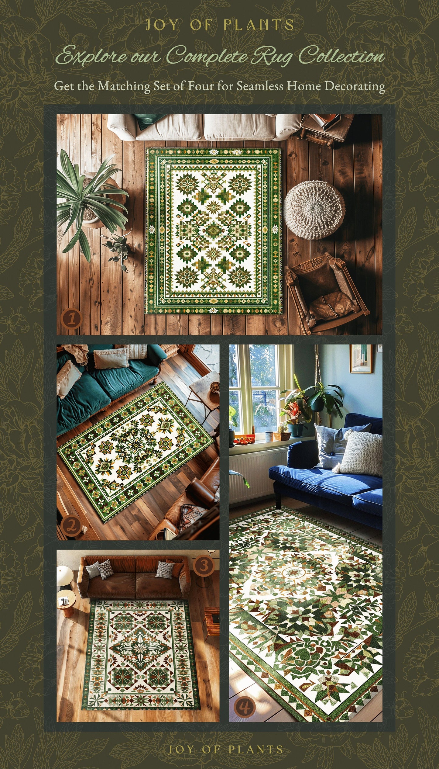 Olive Green Bedroom Rug | Emerald Aesthetic Room Decor Ornate Victorian Floor Rug Scandinavian Bedroom Accent Geometric Rug Nordic Inspired