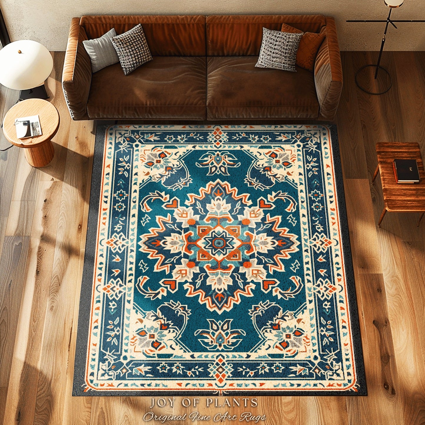 Retro Living Room Area Rug | Bohemian Room Decor Classic Aesthetic Multicolor Floor Rug Scandinavian Bedroom Accent Rug Nordic Pastel Style