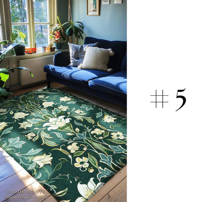 Soft Floral Dark Teal Accent Rug | Boho Botanical Cottagecore Bedroom Decor Jade Green Vintage Fairycore Whimsical Bedroom Elegant Aesthetic