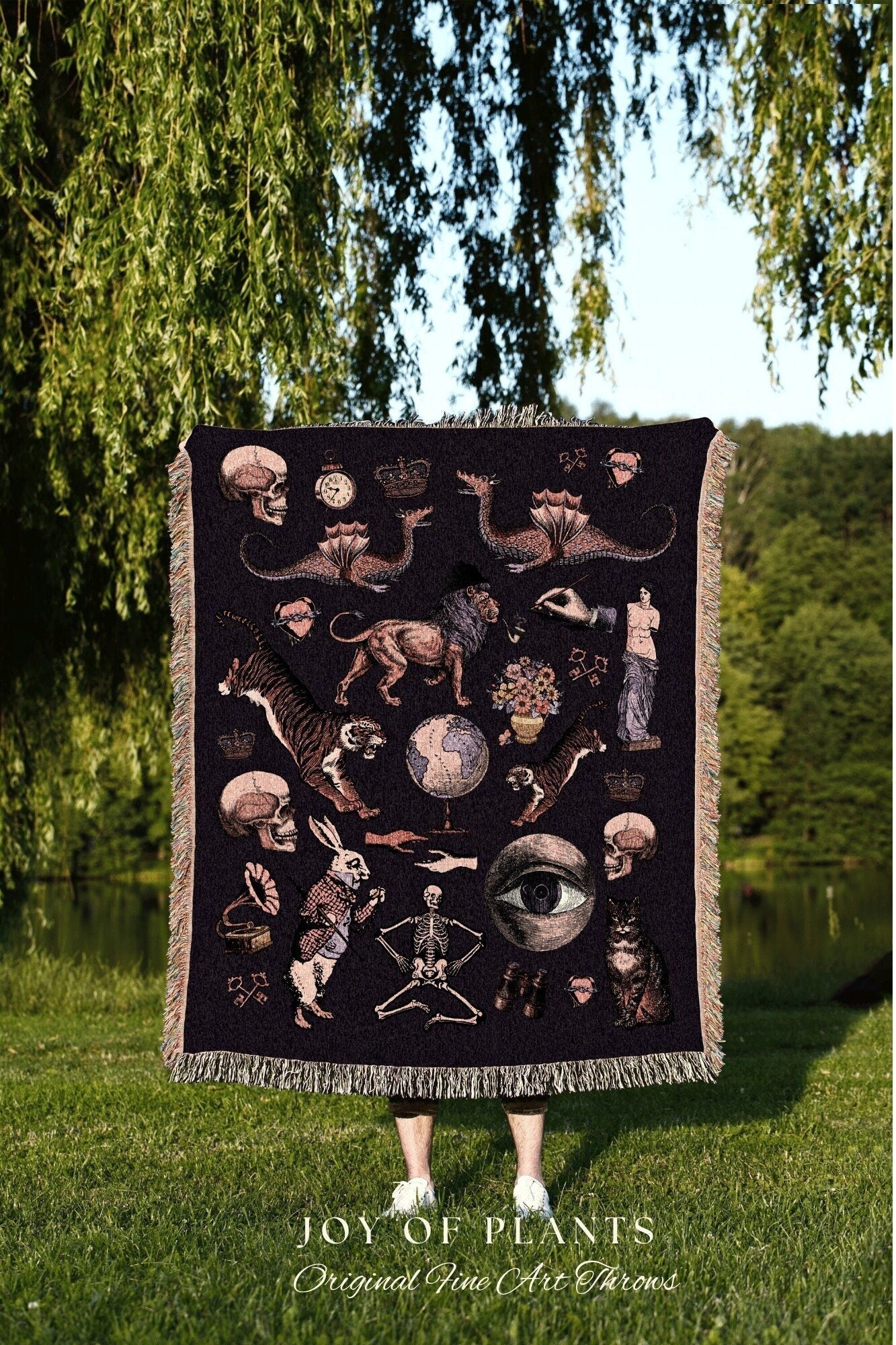 Dark Fairycore Pastel Room Decor Blanket Woven | Pastel Witch Room Decor | Halloween Vintage Woven Tapestry | Whimsigoth Room Decor Occult |