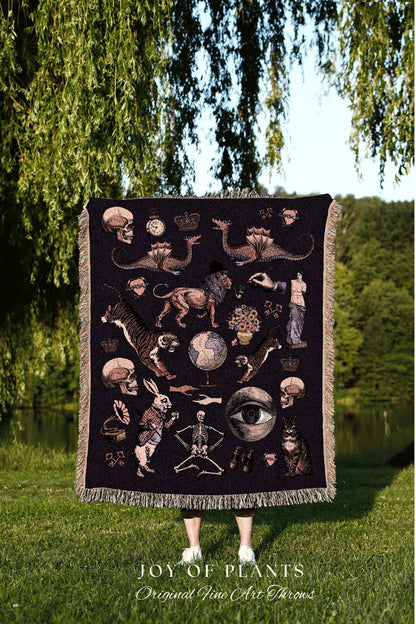 Dark Fairycore Pastel Room Decor Blanket Woven | Pastel Witch Room Decor | Halloween Vintage Woven Tapestry | Whimsigoth Room Decor Occult |