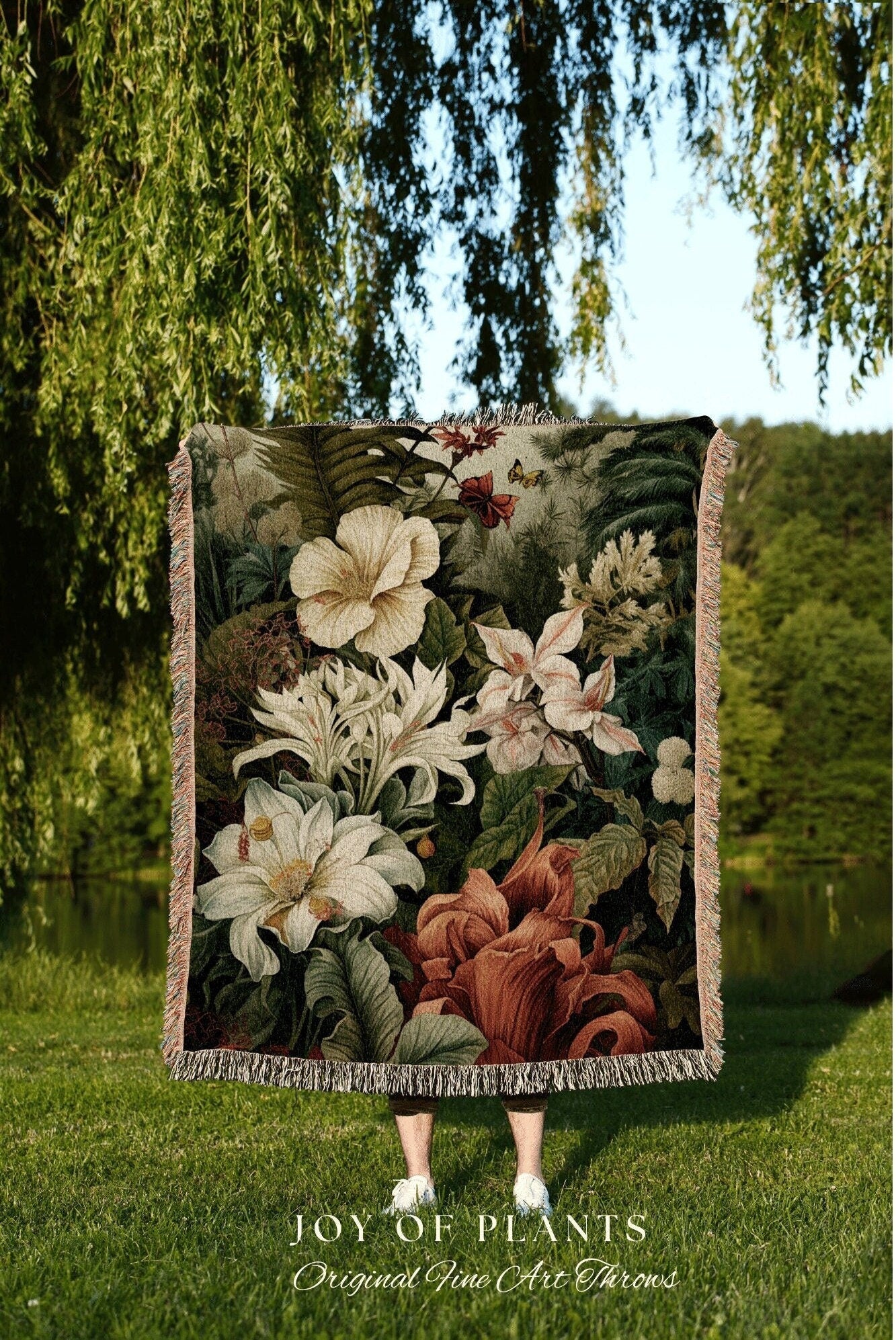 Tropical Flowers Blanket | Nature Blanket Tapestry Botanical Fairy Grunge Room Decor Fairycore Floral Cottagecore Blanket Tropical Tapestry