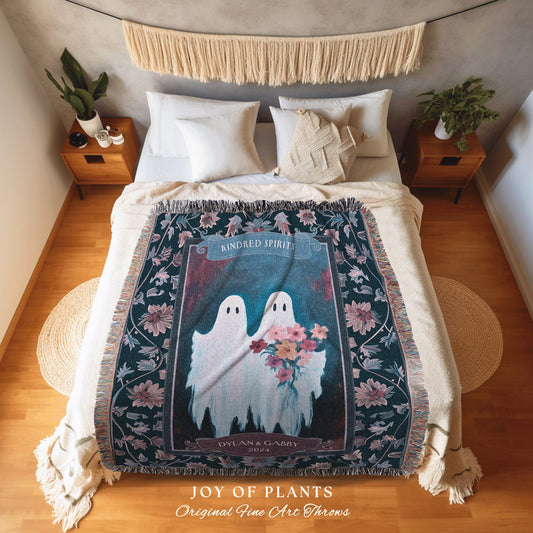 Ghostly Bride and Groom Wedding Tapestry | Ethereal Anniversary Gift Personalized Kindred Spirits His and Hers Custom Ghost Couple Throw |