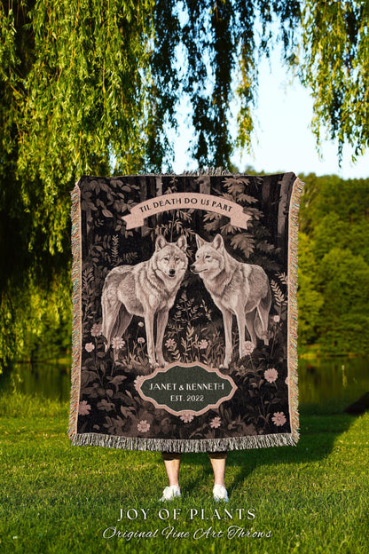 Wolf Spirit Animals Personalized Couple Blanket | Folklore Wedding Anniversary Mr & Mrs Personalized Unique Cute Couple Gift for Girlfriend