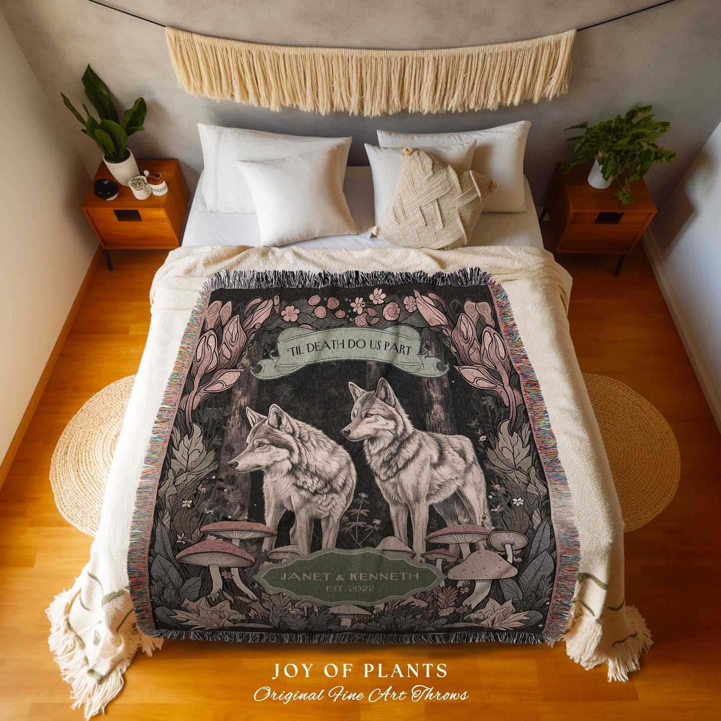 Personalized Best Friend Woven Tapestry Blanket | Custom Friendiversary Gift for Bestie Blanket Whimsical Cottagecore Woodland Gothic Throw