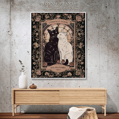 Cozy Cat Lover Couples Blanket Custom | Tarot Aesthetic Woven Throw Custom His and Hers Gift for Goths Dark Academia Personalized Tapestry