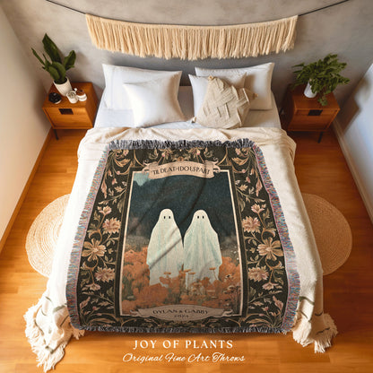 Best Friend Personalized Woven Blanket | Dark Cottagecore Custom Friendiversary Gift Kindred Spirits Ghost Lover Tapestry 'You're my Boo' |