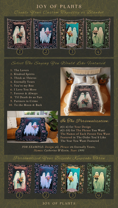 Mr & Mrs Ghost Couple Woven Blanket | Ethereal Wedding Anniversary Gift Personalized Kindred Spirits His and Hers Custom Name Tapestry |