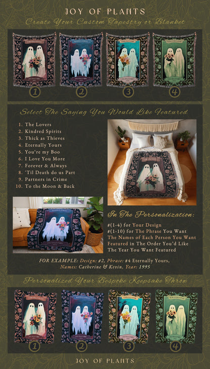 Ghostly Bride and Groom Wedding Tapestry | Ethereal Anniversary Gift Personalized Kindred Spirits His and Hers Custom Ghost Couple Throw |