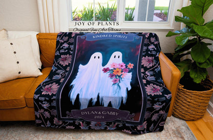 Ghostly Bride and Groom Wedding Tapestry | Ethereal Anniversary Gift Personalized Kindred Spirits His and Hers Custom Ghost Couple Throw |