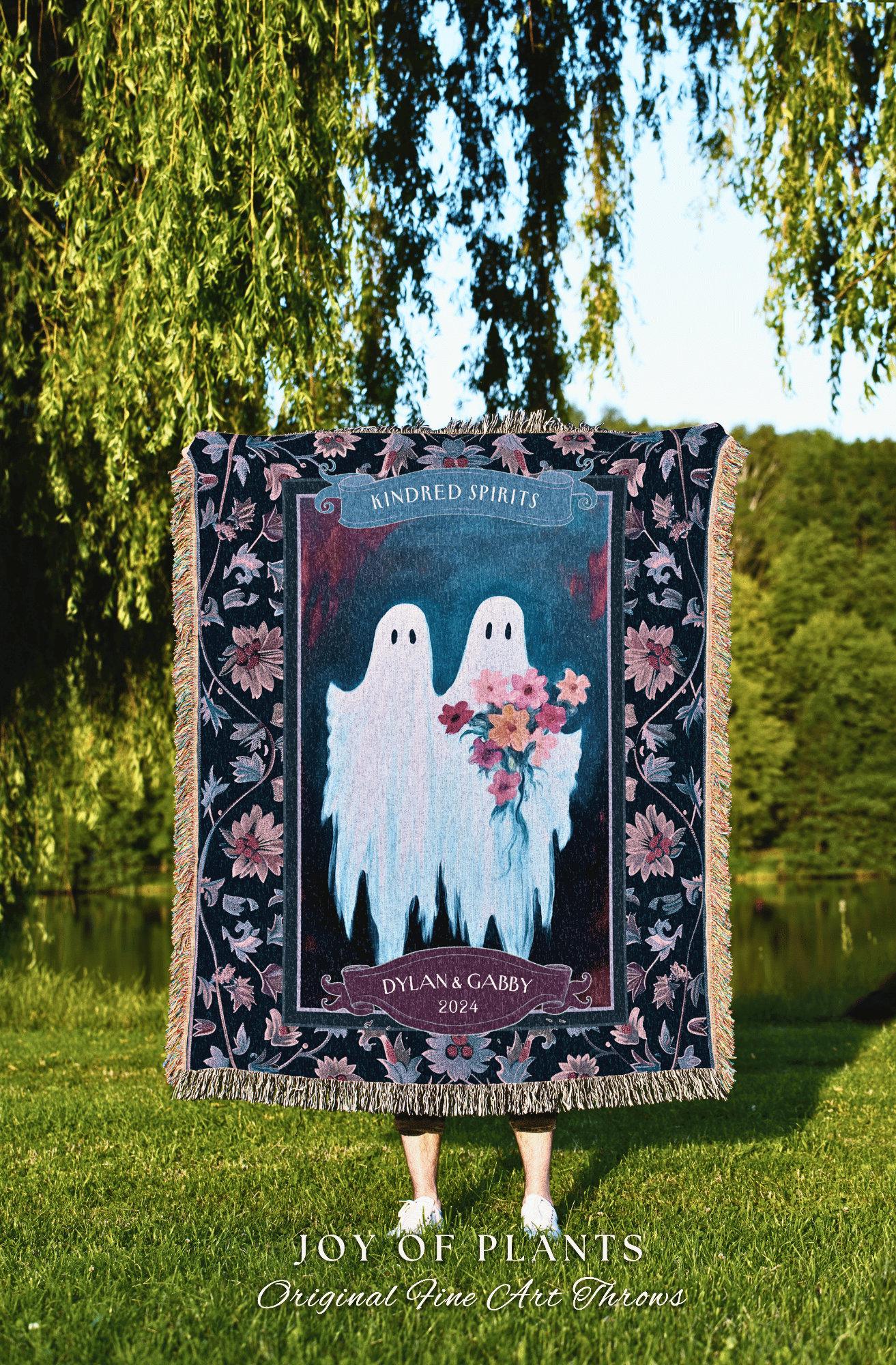 Ghostly Bride and Groom Wedding Tapestry | Ethereal Anniversary Gift Personalized Kindred Spirits His and Hers Custom Ghost Couple Throw |