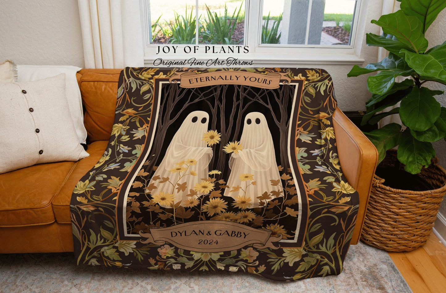 Lovers Blanket Personalized Anniversary Picnic | Sentimental Custom Sunflower Ghost Lover Gothic Aesthetic Kindred Spirits Keepsake Blanket