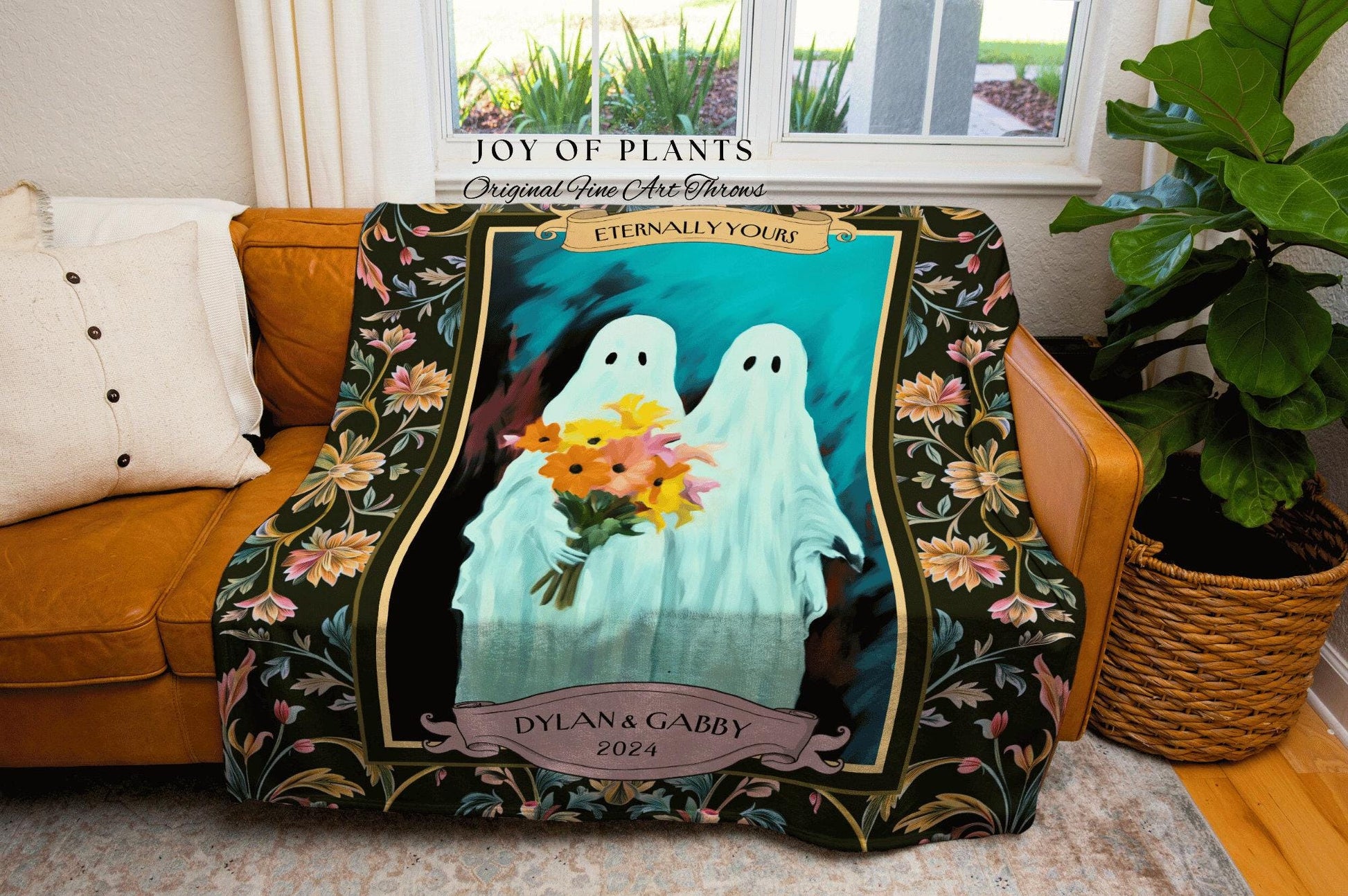 Engagement Blanket Personalized Couple Blanket | Ethereal Anniversary Gift Custom Kindred Spirits His and Hers Ghost Couple Tapestry Woven |