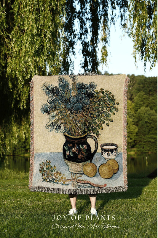 Wildflower Woven Throw Blanket | Van Gogh Painting Tapestry Aesthetic | Nature Woven Blanket | Art Teacher Gift | Custom Painting Blanket |