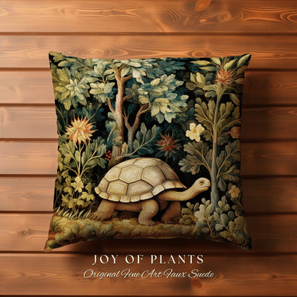 Tortoise Throw Pillow Morris Style | William Morris Inspired Pillow Woodland Cottagecore Decor Pillow Maximalist Home Decor William Morris