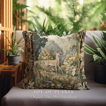 Folklore Aesthetic Deer Pillow French Landscape Inspired Woodland Fairycore Decor Cushion Whimsical Cottagecore Home Decor Throw Pillow