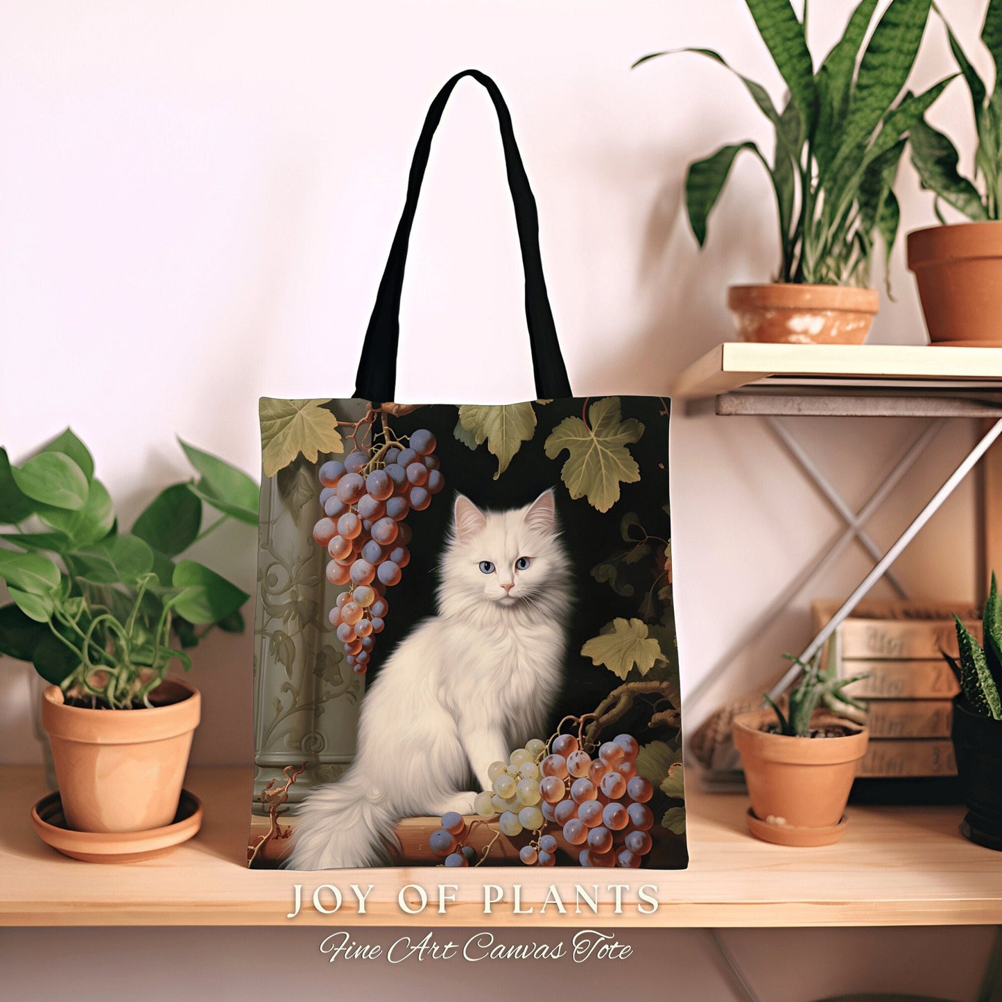 Dark Botanical Cat Tote Bag Woven | William Morris Inspired Tote Bag Aesthetic Tapestry Tote Woven Victorian Gothic Fairy Core Cat Tote Bag