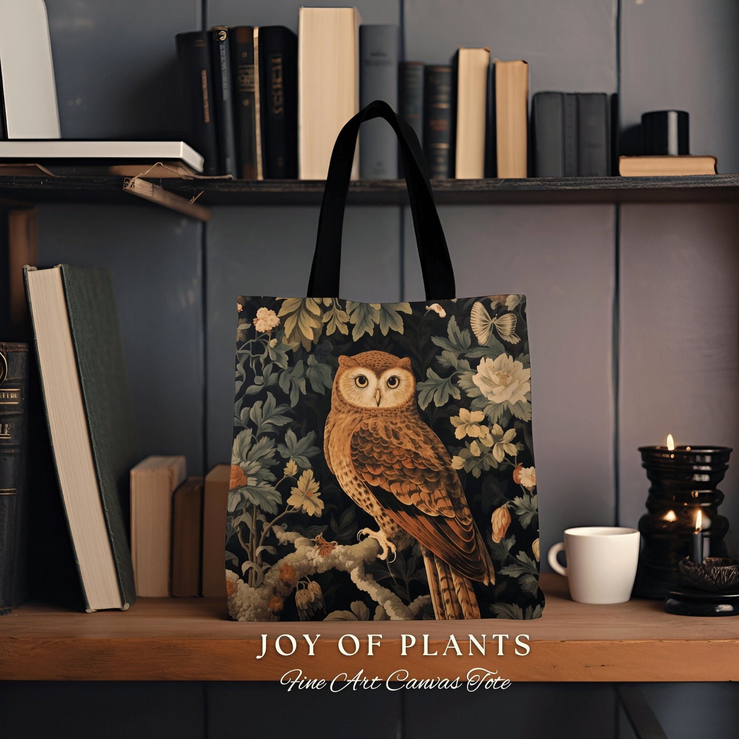 Whimsical Owl Tapestry Tote Woven | William Morris Inspired Tote Bag Aesthetic Botanical Tapestry Tote Woven Victorian Fairy Core Owl Tote |