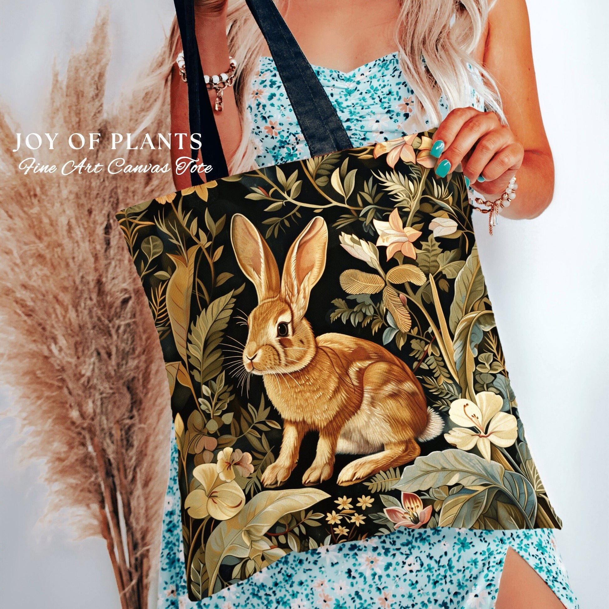 Botanical Rabbit Tote Woven | Nature Inspired Satchel Forestcore Maximalist Tapestry Tote Cottagecore Rabbit Aesthetic Fairycore Bag |