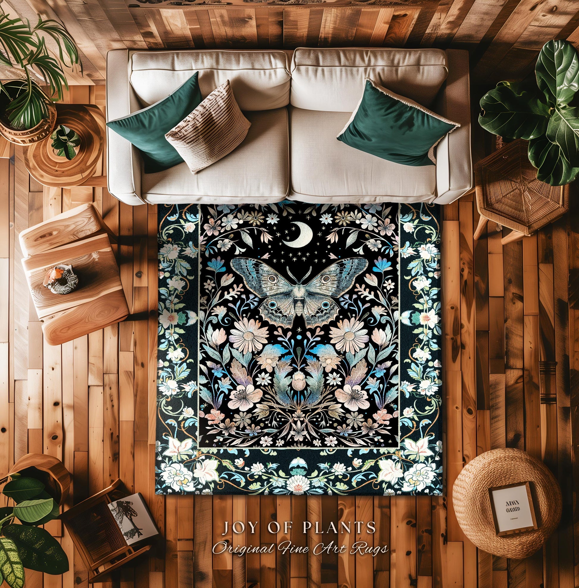 Maximalist Aesthetic Dark Academia Rug | Witchy Eclectic Oddities Accent Rug Woodland Cottagecore Dreamy Forestcore Bedroom Pastel Gothic |