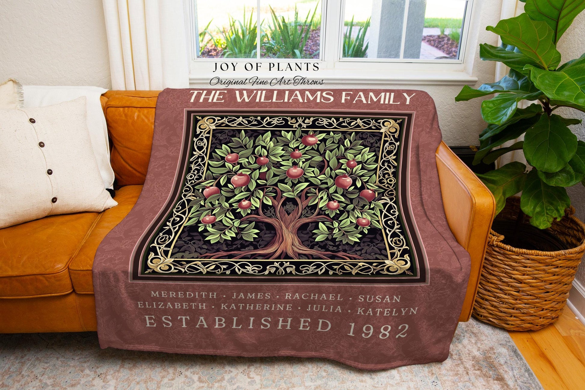 Personalized Keepsake Blanket for Family | Heritage Tapestry Custom Gift From Grandchildren Sentimental Last Name and Established Date |