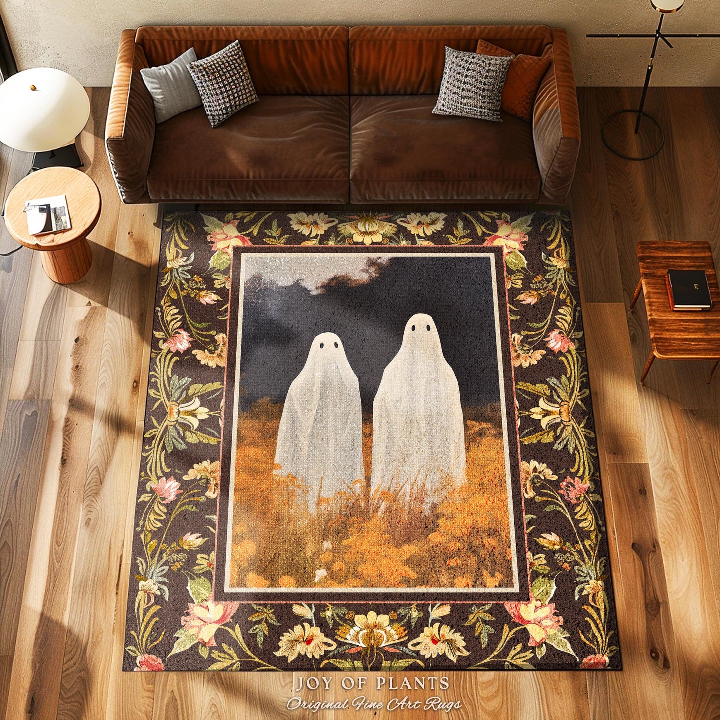 Vintage Folklore Aesthetic Ghost Rug Autumn Decor | Boho Fairycore Decor Cozy Gothic Spooky Spirits Artistic Whimsigoth Rug Halloween Vibes