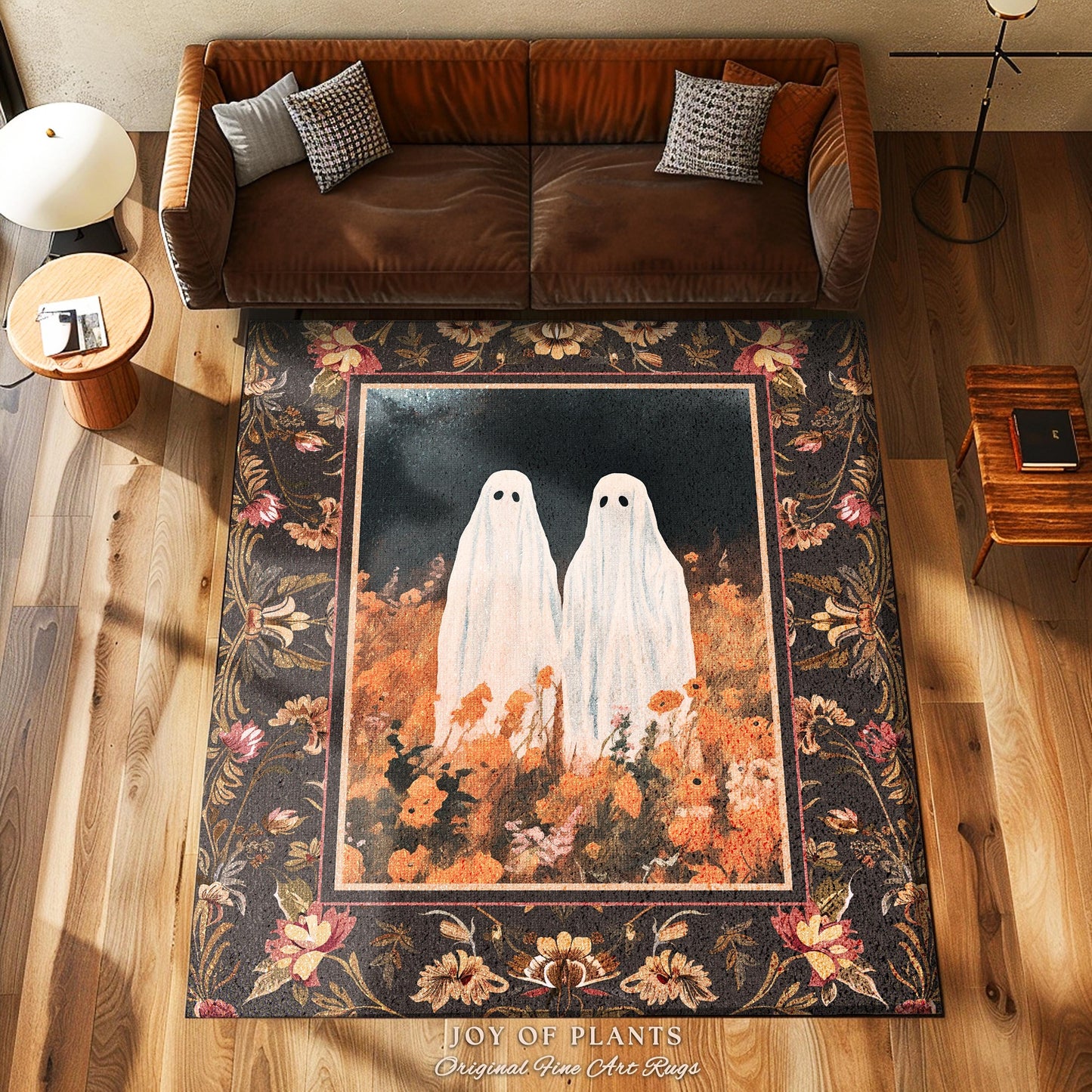 Moody Woodland Gothic Ghost Rug Dark Cottagecore Fall Aesthetic | Boho Mystical Room Rug Spooky Season Ghostly Home Decor Whimsigothic Rug