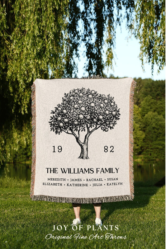 Family Heritage Woven Tapestry | Family Gift Personalized Mother's Day Custom Blanket for Grandparents Meaningful Gift for Family Last Name