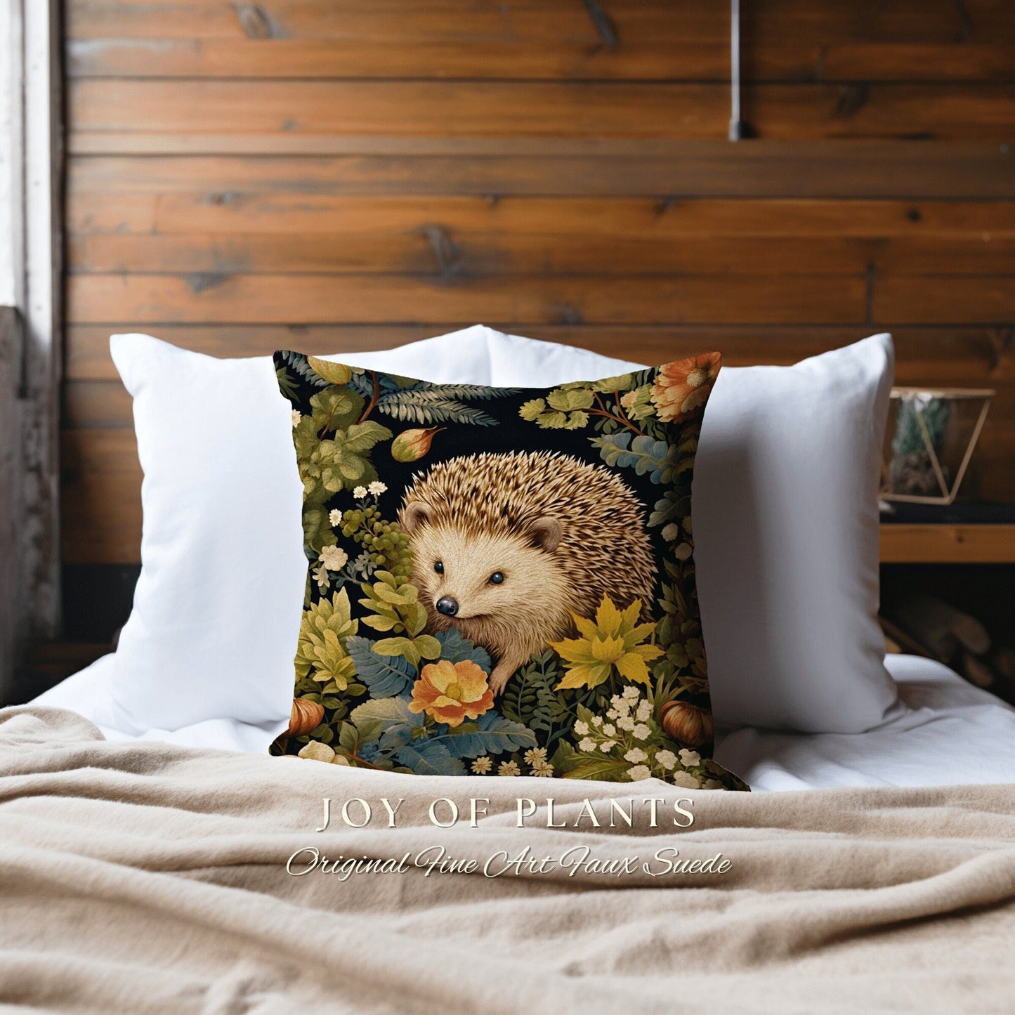 Morris Style Hedgehog Throw Pillow | William Morris Inspired Pillow Vintage Forestcore Throw Pillow Home Decor Custom Morris Style Hedge Hog