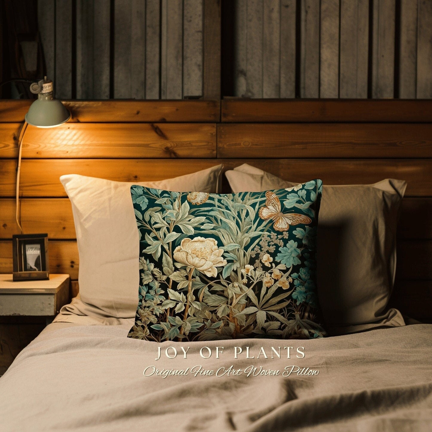 Botanical Butterfly Woodland Pillow | William Morris Inspired Forestcore Moth Aesthetic Cushion Maximalist Ornate Home Decor Throw Pillow |