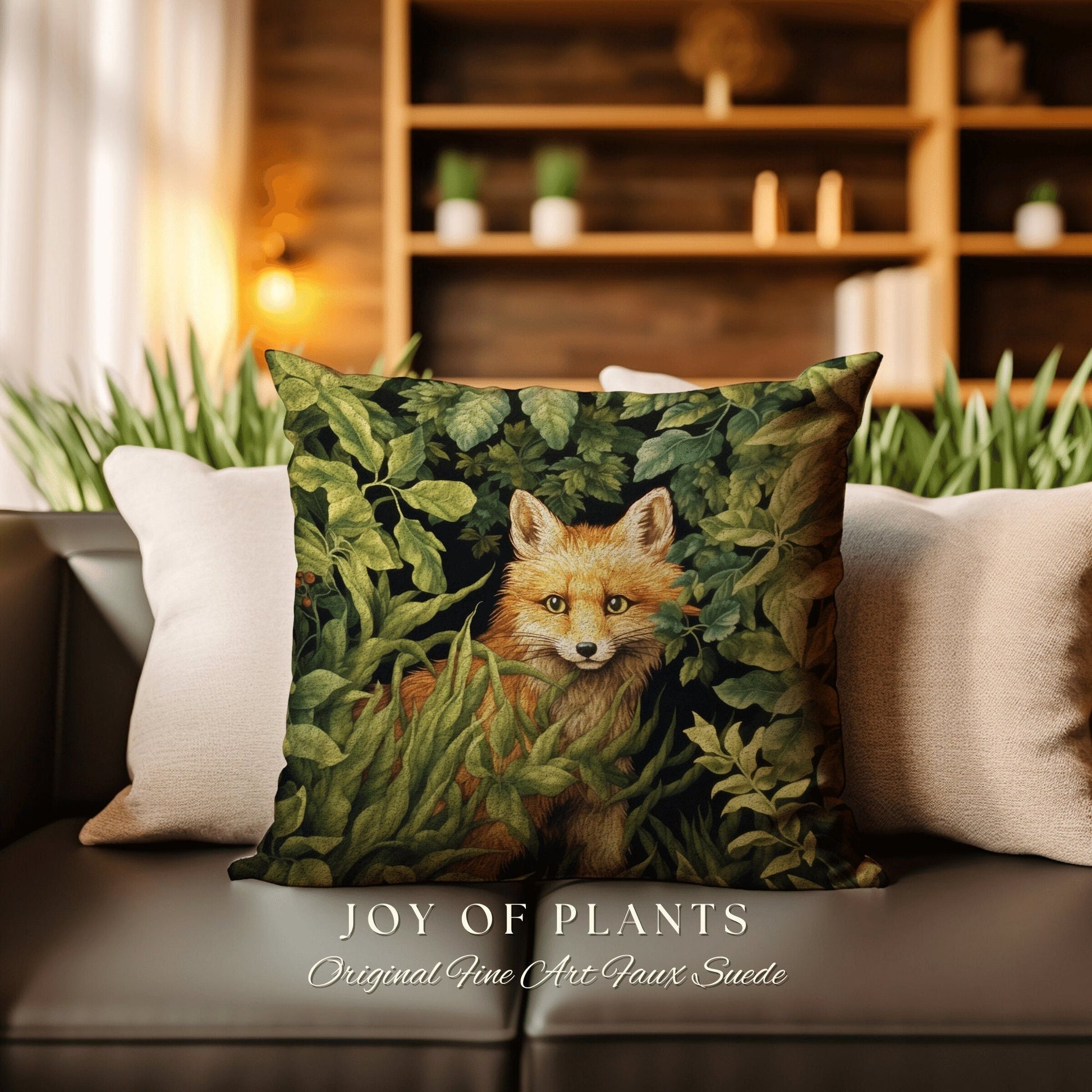 Botanical Fox Pillow Woven | William Morris Inspired Pillow Woodland Decor Pillow Maximalist Home Decor Throw Pillow Botanical Fox Throw |