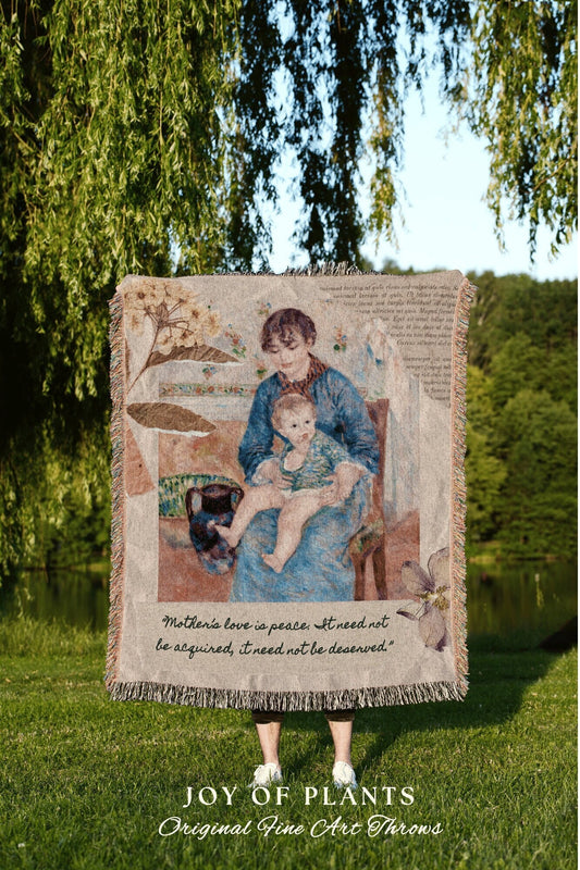 Mother Daughter Art Blanket | Mary Cassatt Mother's Day Keepsake Blanket Woven Throw Gift for Mom Custom Blanket Quote Meaningful Mom Gift |