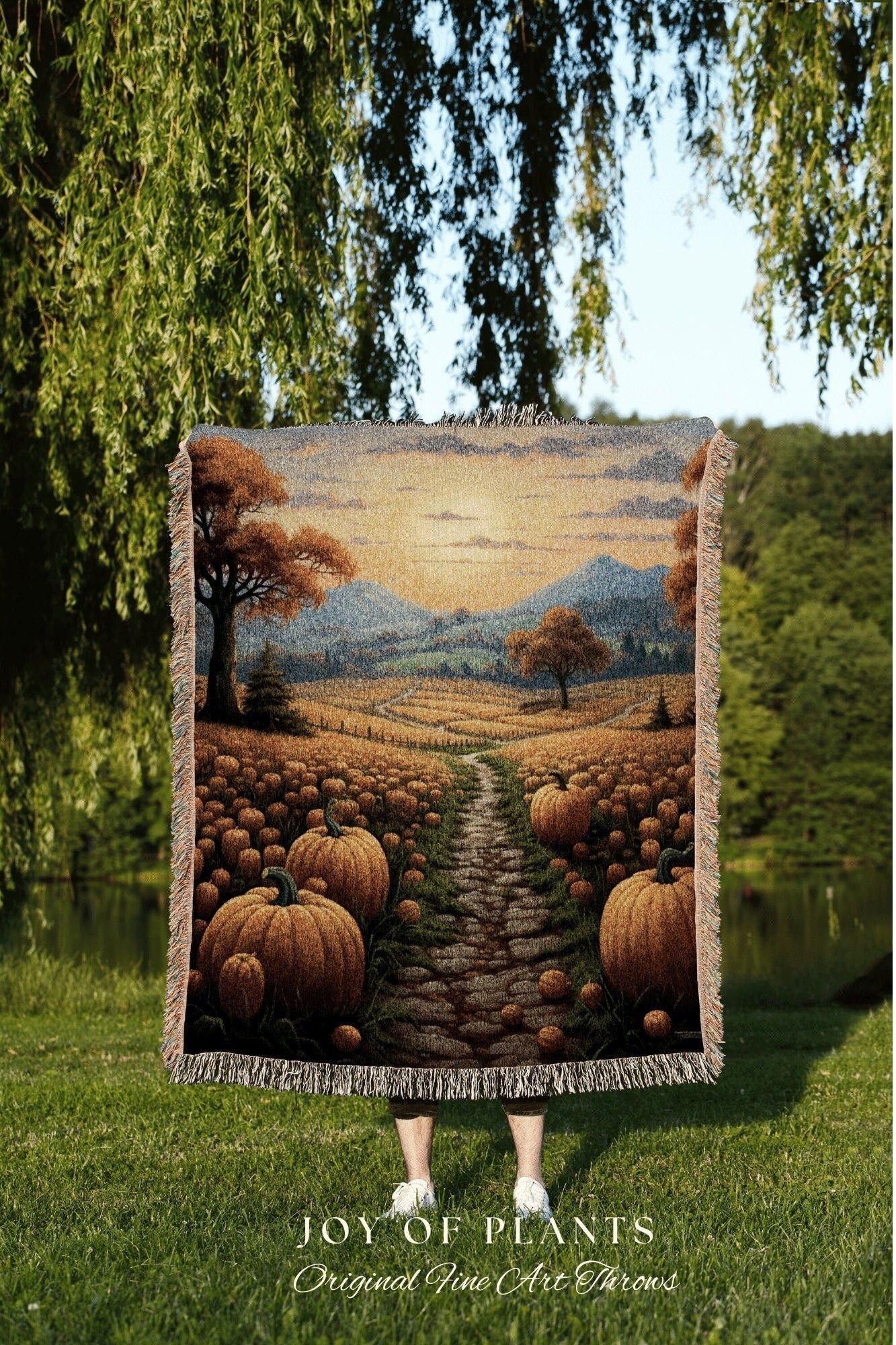 Cozy Fall Landscape Blanket Large Wall Tapestry Woven | Fall Aesthetic Blanket Halloween Decor Autumn Throw Blanket Woven Wall Art Halloween