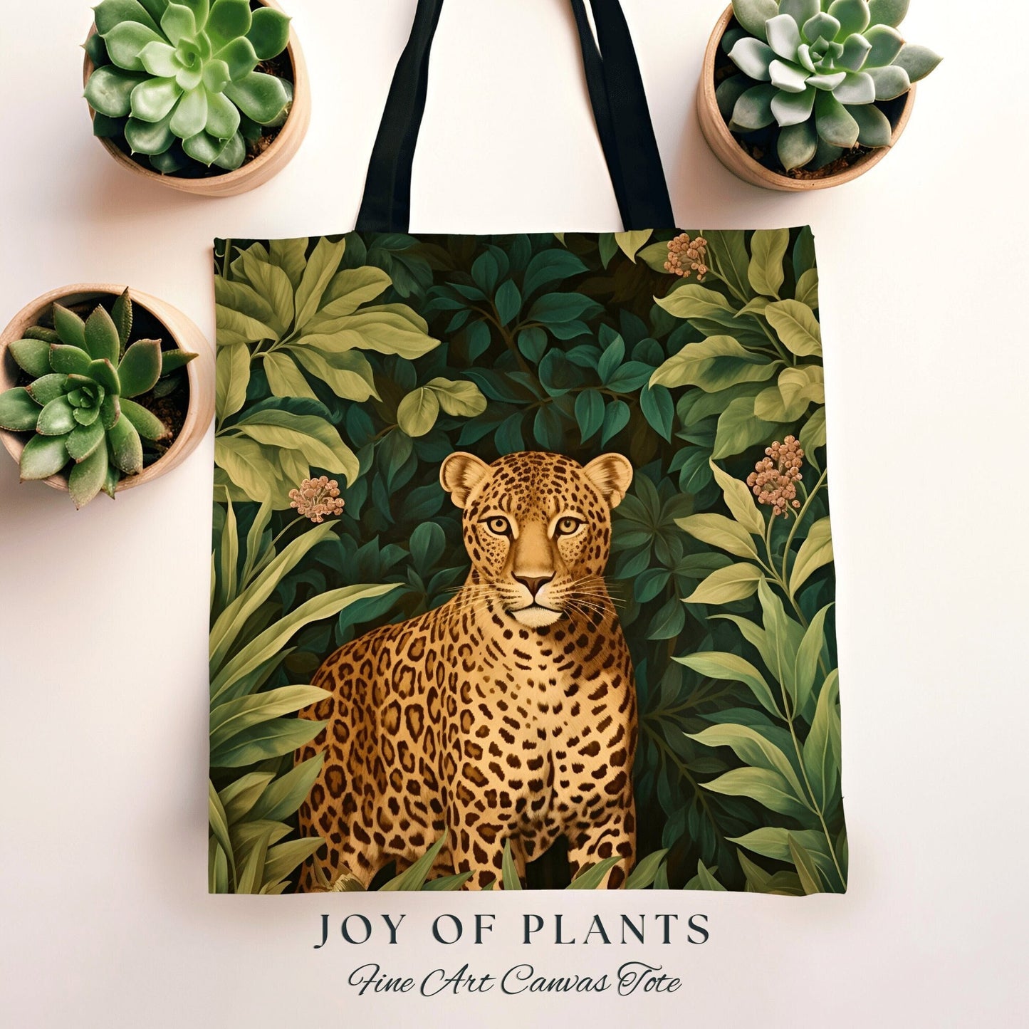 Botanical Leopard Tote Bag | William Morris Inspired Tote Bag Cottagecore Satchel Maximalist Tapestry Tote Woven Botanical Fairy Grunge Bag