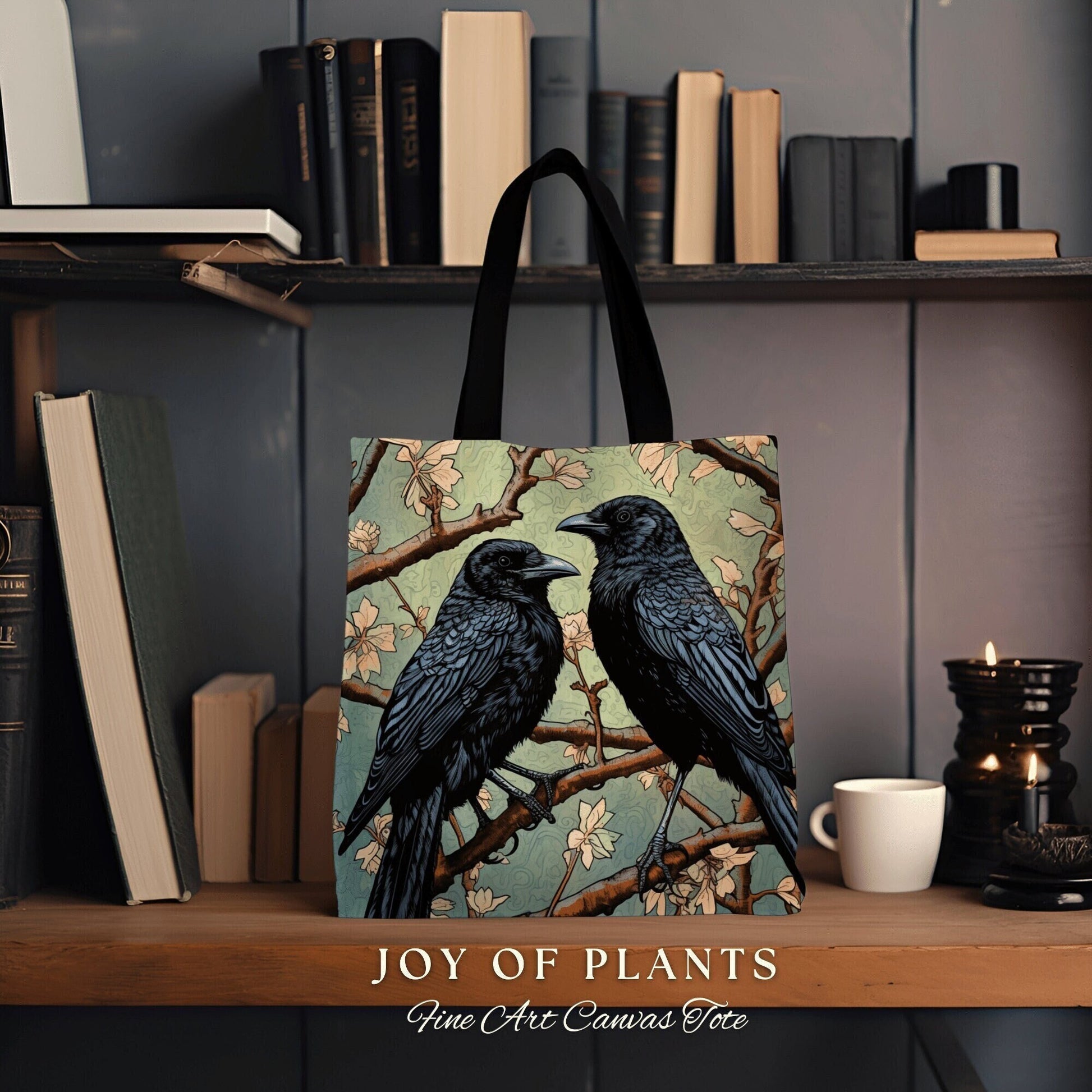 Crowcore Everyday Bag Gothic | William Morris Inspired Raven Tote Bag Crow Core Satchel Maximalist Tapestry Tote Woven Victorian Fairy Core