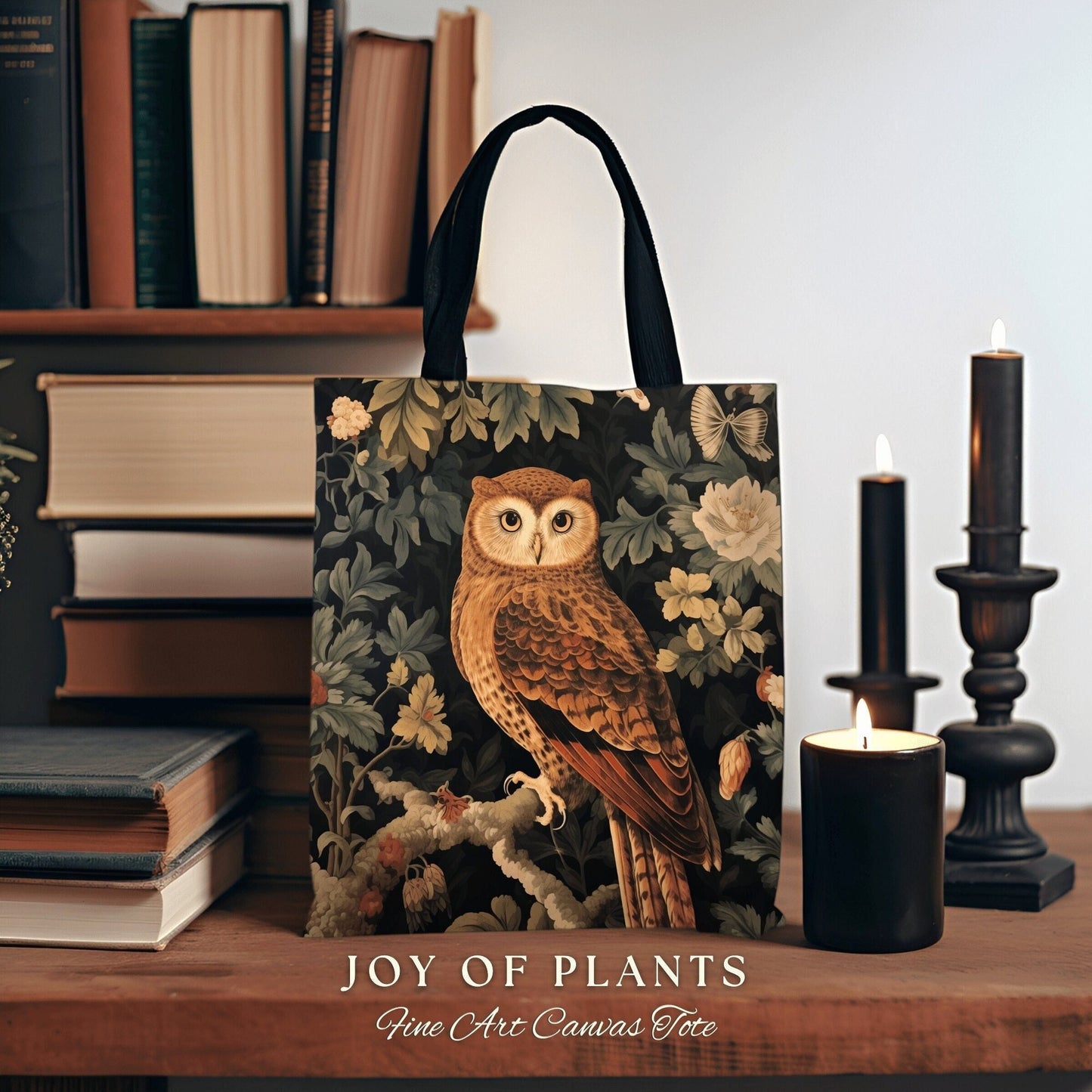 Whimsical Owl Tapestry Tote Woven | William Morris Inspired Tote Bag Aesthetic Botanical Tapestry Tote Woven Victorian Fairy Core Owl Tote |