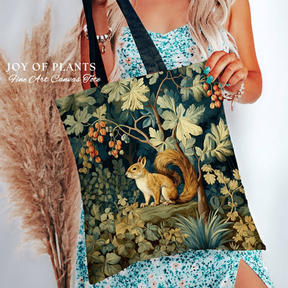 Woodland Everyday Bag Boho Gift | Cottagecore Accessory Gift William Morris Inspired Handbag Forestcore Squirrel Satchel Fairycore Botanical