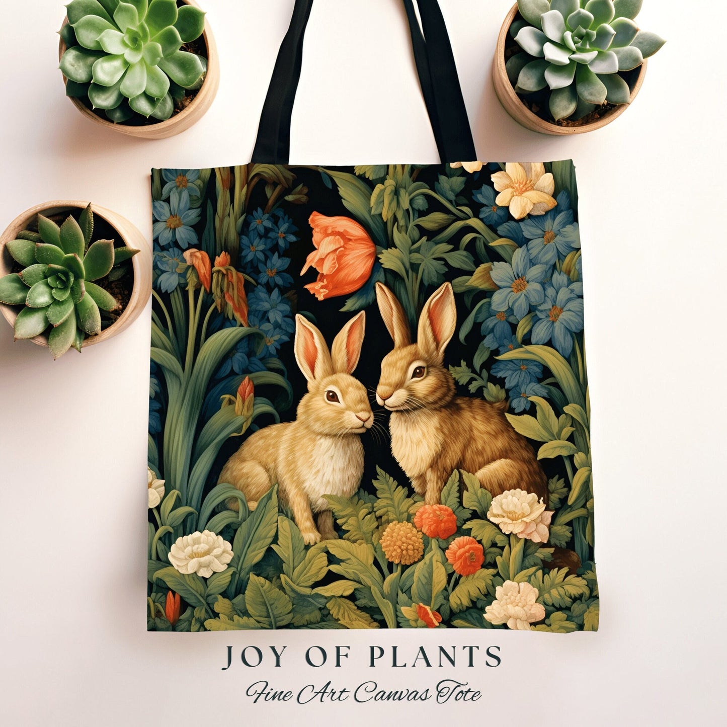 Bunny Bag Whimsical Tote | Boho Cottagecore Accessory William Morris Inspired Handbag Rabbit Satchel Fairycore Botanical Aesthetic Art |