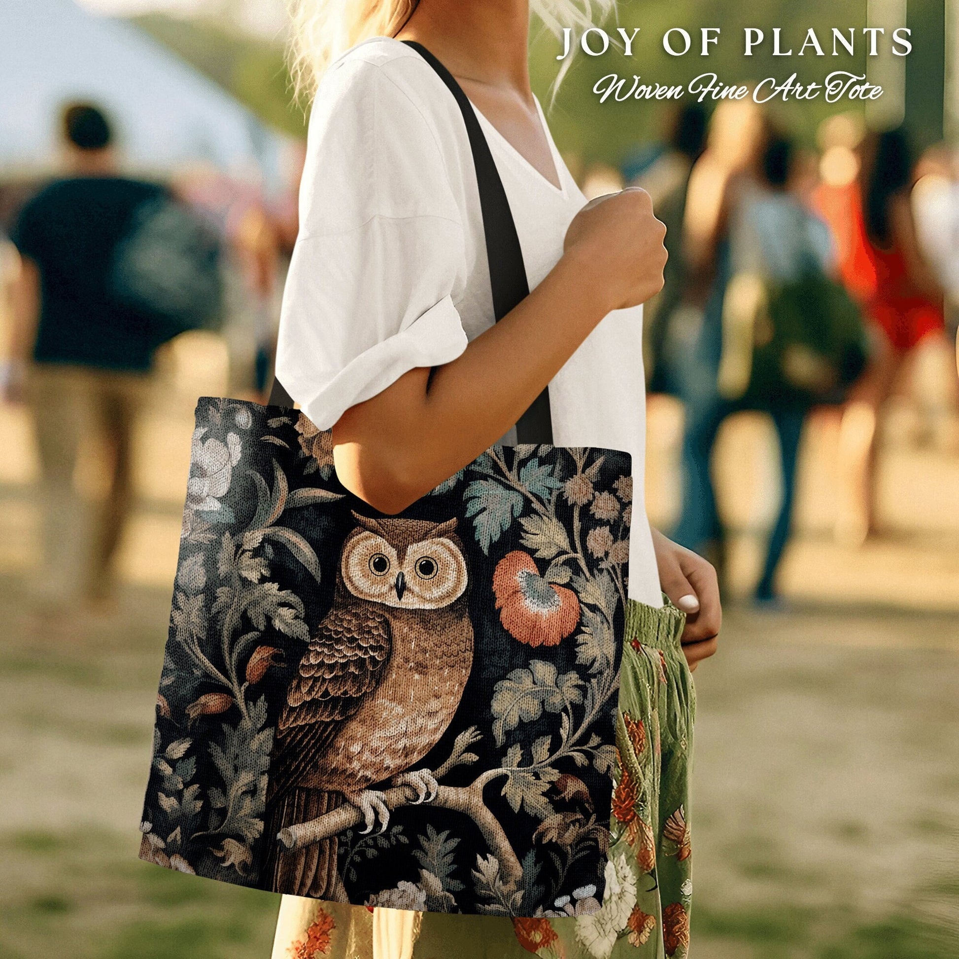 Forest Owl Daily Tote Bag | Botanical Boho Cottagecore Accessory William Morris Inspired Handbag Fox Satchel Fairycore Fairy Aesthetic Art |