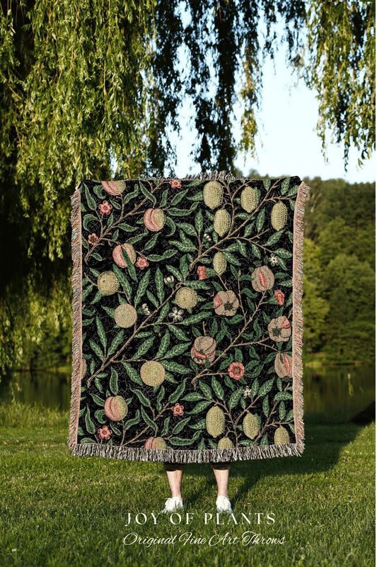 William Morris Tapestry Woven Throw Blanket | Green and Yellow Throw Blanket William Morris Wall Tapestry | Art Nouveau Decor Woven Blanket