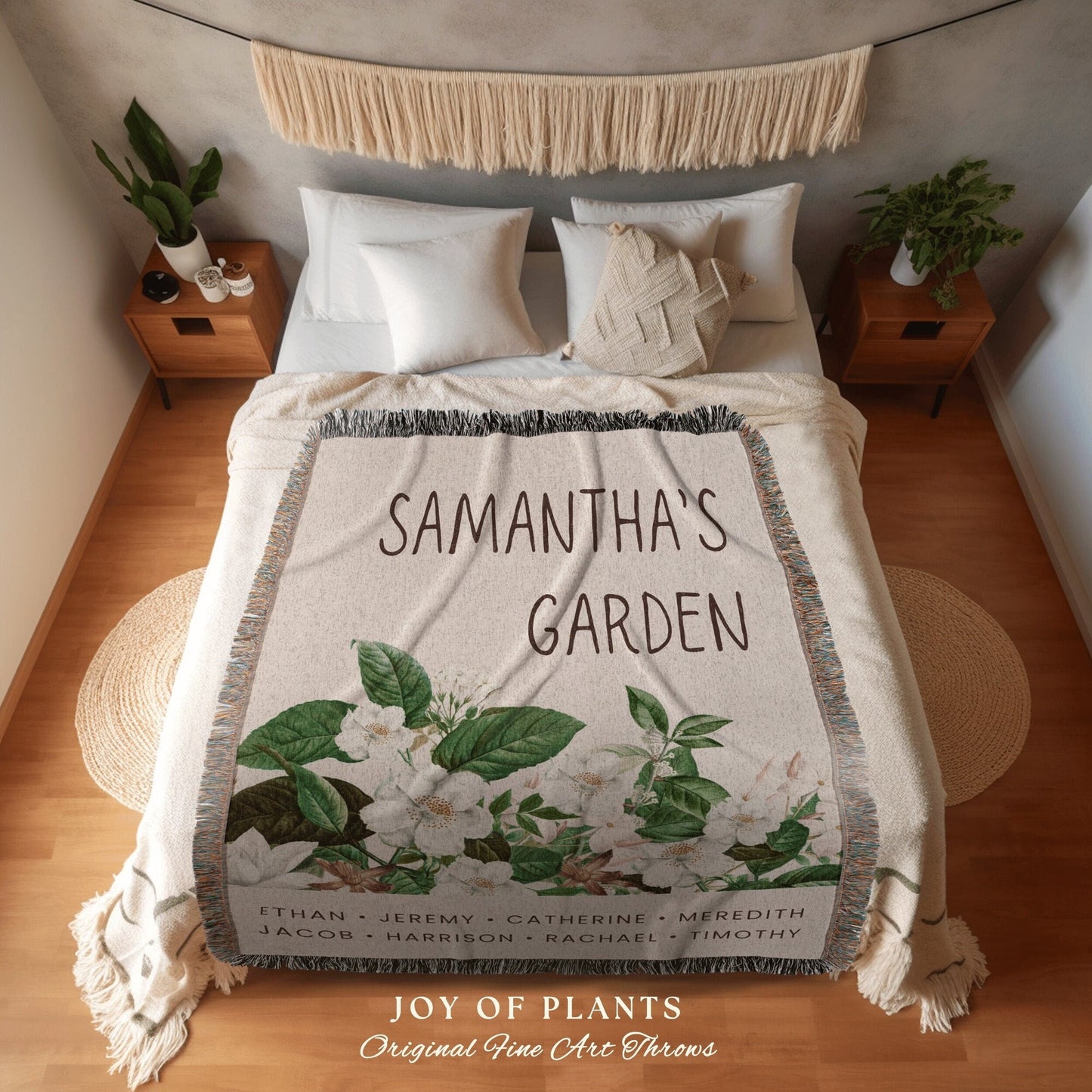 Personalized Garden Blanket | Custom Floral Mom Gift Custom Family Name Blanket Children's Names Grandmas Garden Thoughtful Family Gifts