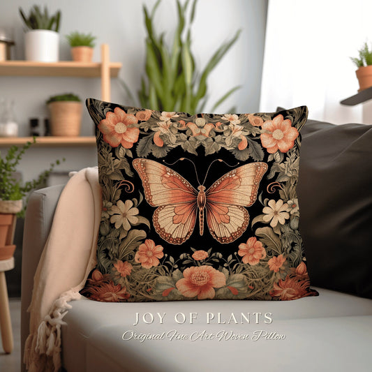 Cottagecore Butterfly Pillow | Fairy Aesthetic Butterfly Nursery Moth Aesthetic Cushion Maximalist Ornate Home Decor Housewarming Gift Boho