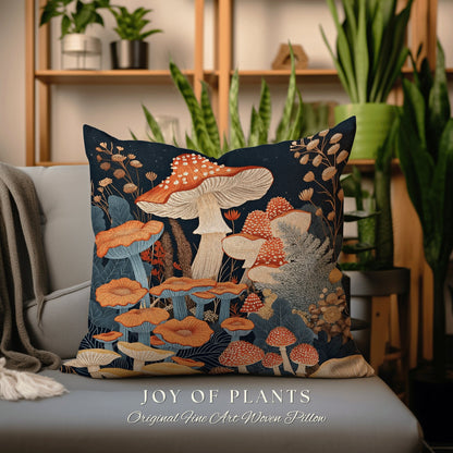 Woodland Aesthetic Mushroom Pillow | Mystical Room Decor Eclectic Gift for Reading Nook Fairy Core Toadstool Cushion Woodland Cottage Core