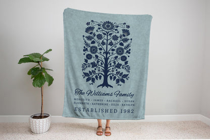 Family Heritage Tree Tapestry Personalized | Sentimental Personalized Mother's Day Custom Woven Blanket for Grandparents Meaningful Gift |