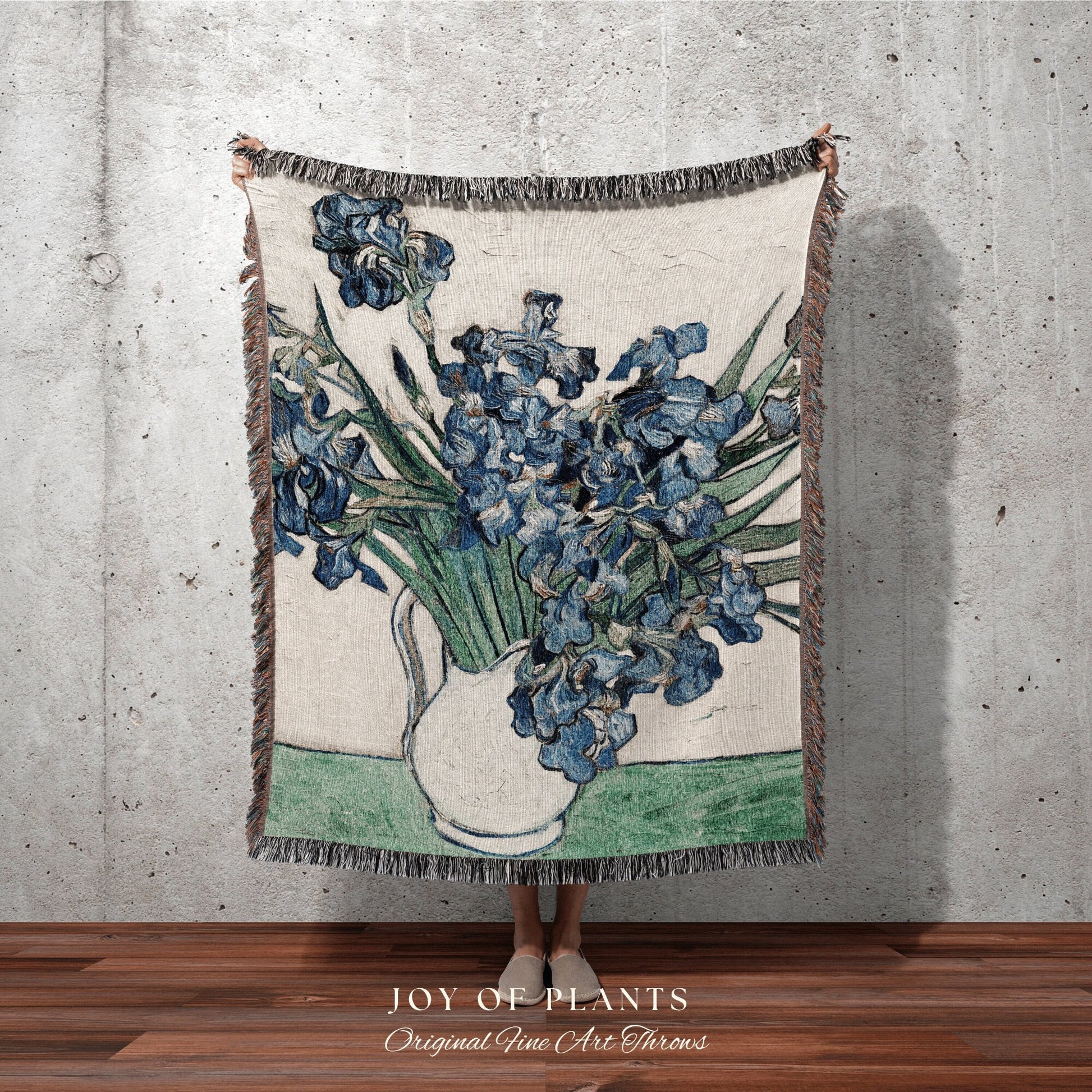 Van Gogh Irises Woven Tapestry | Wildflower Woven Blanket | Fine Art Painting Blanket | Dark Academia Decor | Fine Art Woven Blanket Gift |