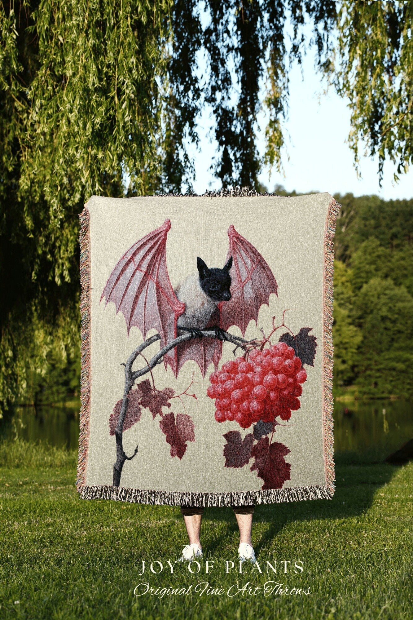 Dark Academia Bat Tapestry Woven | Pastel Pink Dorm Room Decor Gothic Bat Tapestry Woven | Whimsigoth Home Decor Blanket Woven Tapestry Bat